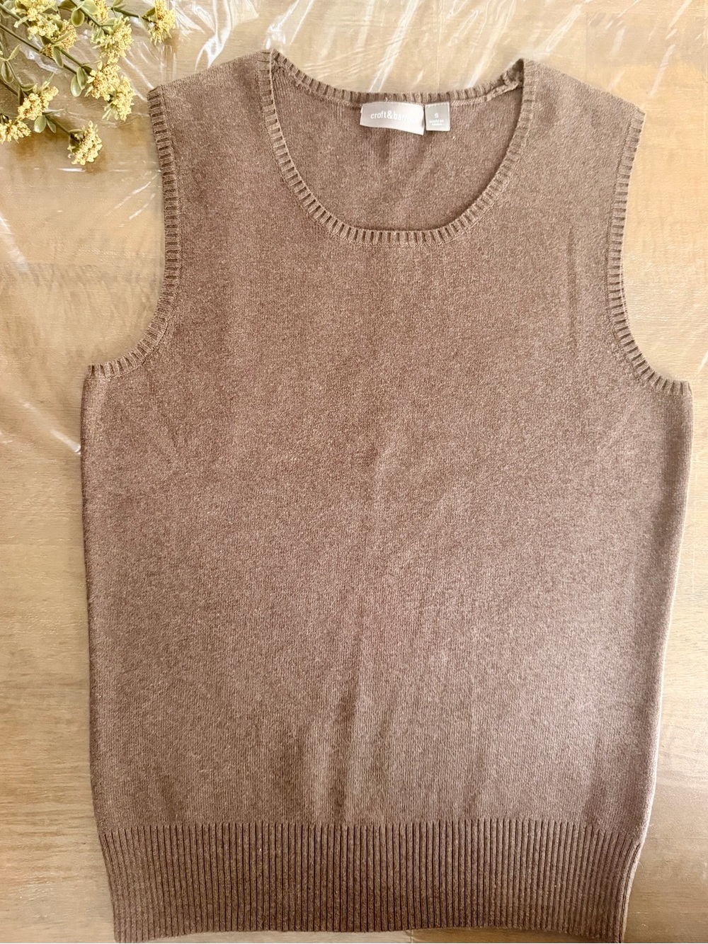 Croft & Barrow - Brown Crewneck Sleeveless Sweater Vest
